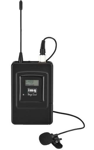 Microfoni senza fili: Trasmettitore e ricevitore, Microfono a cravatta con trasmettitore multifrequenza TXS-606LT