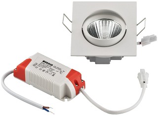 Zubehr Lichttechnik, LED-Einbaustrahler, eckig, 5 W LDSQ-755W/WWS