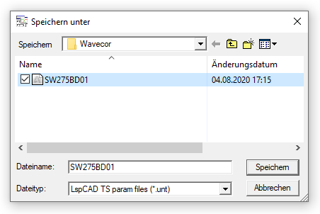 Thiele Small Parameter in LspCAD abspeichern