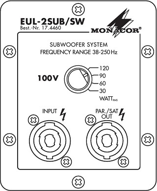 PA-Lautsprecher passiv: Subwoofer, Subwoofer in 100-V-TechnikHochwertiges Gehuse mit robuster PU-Lackierung EUL-2SUB/SW