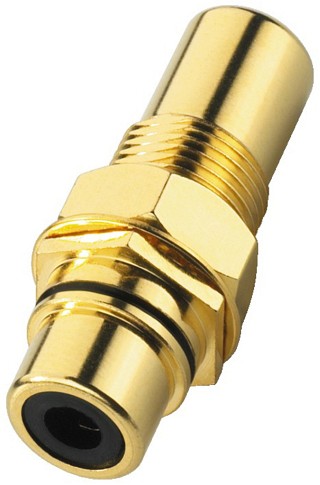 Plugs and inline jacks: RCA, RCA feed-through panel jack T-730G/SW