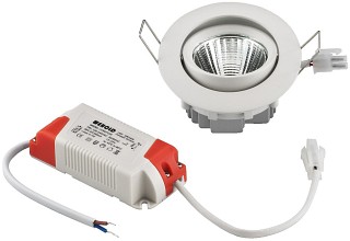 Zubehr Lichttechnik, LED-Einbaustrahler, rund und gewlbt, 5 W LDSC-755W/WWS