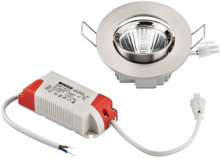 Zubehr Lichttechnik, LED-Einbaustrahler, rund und flach, 5 W LDSR-755C/WWS